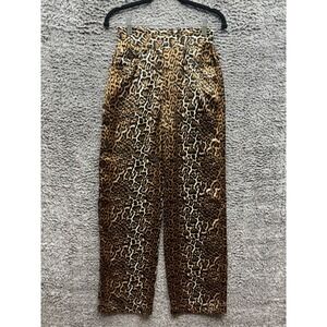 Ena Pelly Leopard High Rise Wide Leg Flare Pants Animal Womens Size 8 US/ 12 AUS